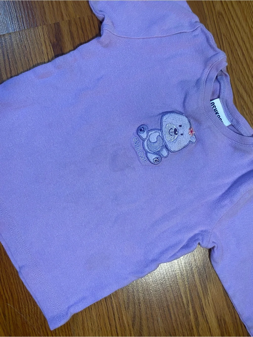 Y2K Children's Lavender Bear Long-Sleeve Top